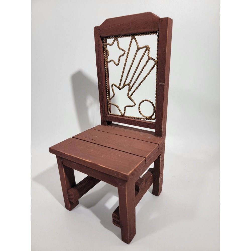Vintage Red Wood‎ Star Themed Dining Room Chair Furniture 11.5" Tall NWOT NEW